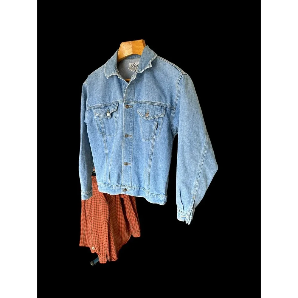 Vintage Mickey M&CO. by Jerry Leigh Art Boho Denim Blue‎ Jean Jacket Sz Medium